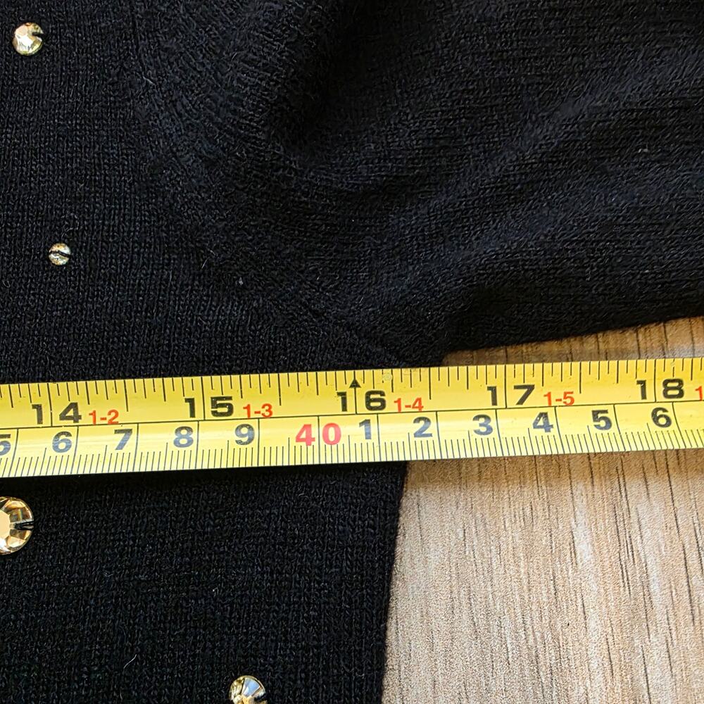 Kate Spade Crystal Cardigan Womens S Black Wool Cashmere Embellished Sweater - Picture 5 of 8